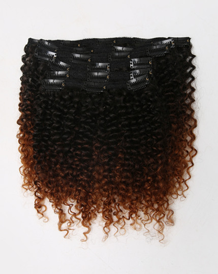 Curly Ombre remy clip in hair extensions Curly01