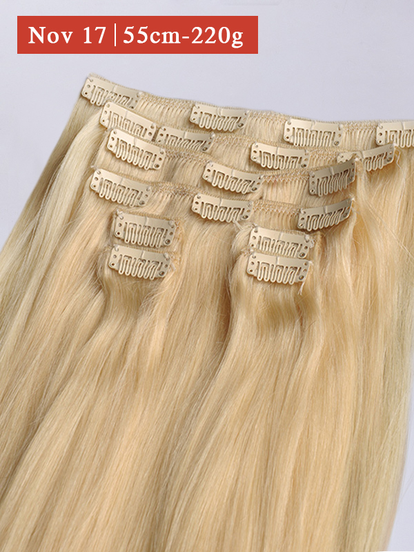 55cm 220g Helle Farbe #613a Clip in Extensions BF005