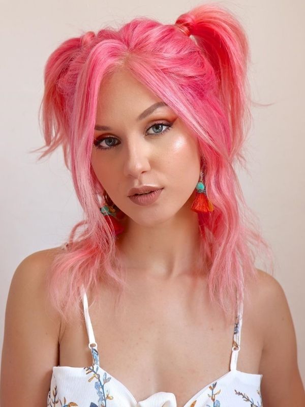 Pink Ombre Middle Part Lace Front Human Hair Wig Stella03