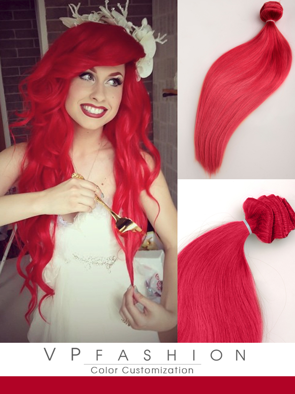 Traci ROT Sexy Mermaid Farbige Remy Clip in Extensions C039